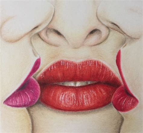 Lips Drawing Colored Pencil - bestpencildrawing