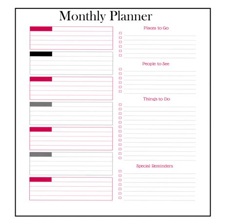 Monthly Planner Template Free