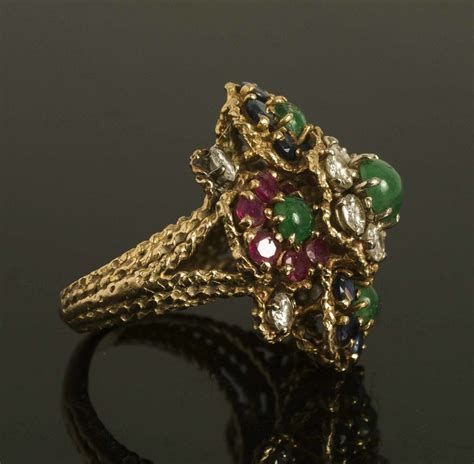 Ruby, Emerald, Sapphire, Diamond 18k Ring | Witherell's Auction House