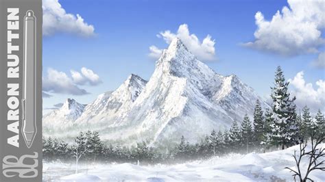 Easy How To Draw Snowy Mountains - Mundodop