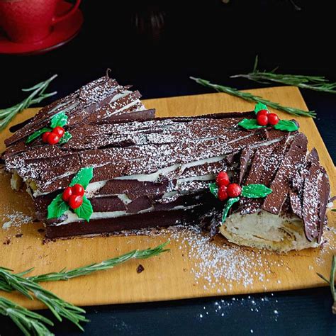 Yule Log Cake Eggnog Flavor - Veena Azmanov