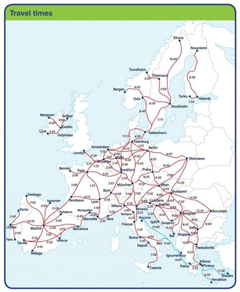 Eurail map with travel times | Europe train travel, Europe train, Eurail map