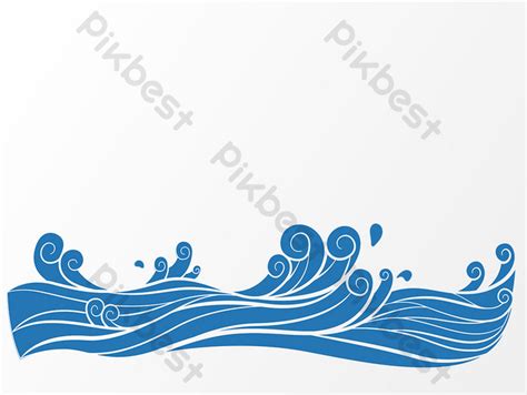 Blue Cartoon Sea Water Vector Elements PNG Images | AI Free Download - Pikbest