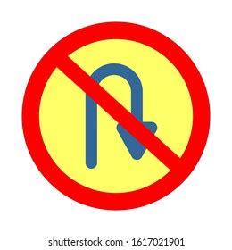 No U Turn Sign Vector Simple Stock Vector (Royalty Free) 1617021901 | Shutterstock