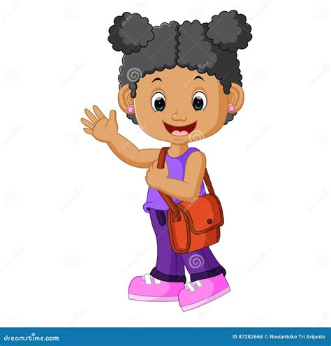 School Girl Cartoon Walking Stock Vector - Illustration of children, study: 87282668