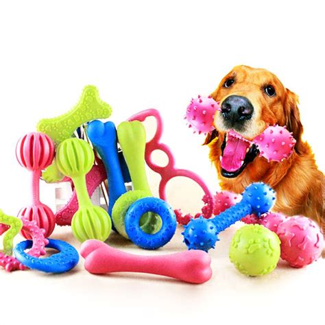 2017 Pet Dog Toys Rubber Puppy Chew Squeaker Squeaky Dogs Toy ball Environmentally TPR ...