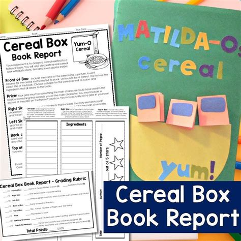 Cereal Box Book Report Template, This is a Fun Book Project for Elementary Students and ...