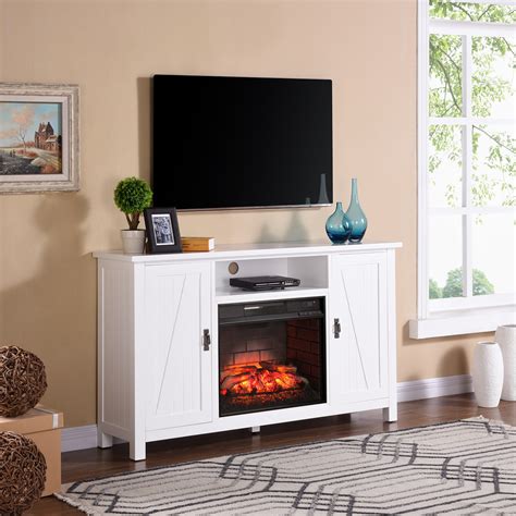 58" Adderly Farmhouse Style Infrared Electric Fireplace TV Stand - White