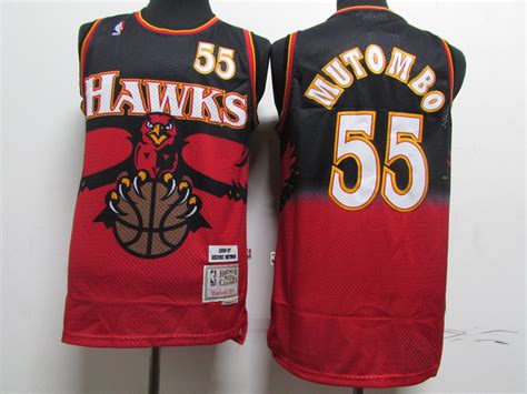 New Adult Atlanta hawks Dikembe mutombo classic red basketball jersey 55