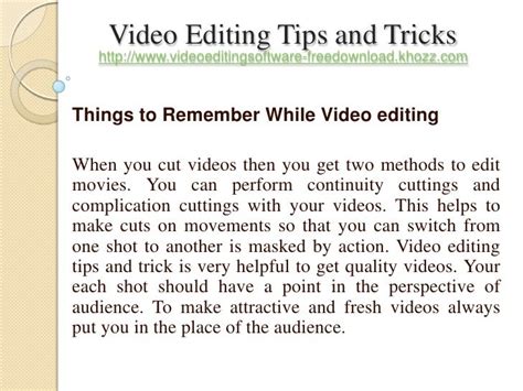 Video editing tips and tricks