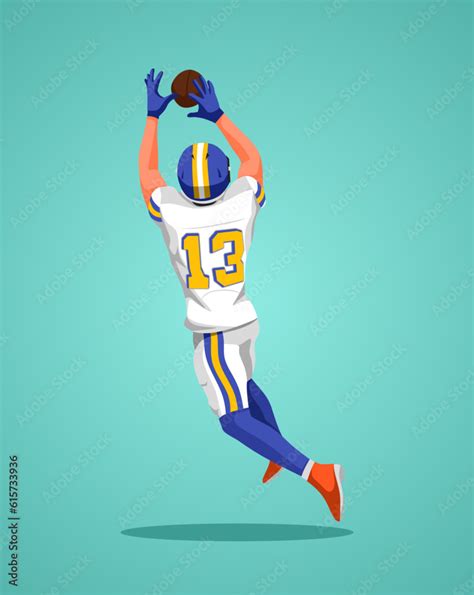 American football character flat design. Vector illustration. Cartoon male character isolated on ...