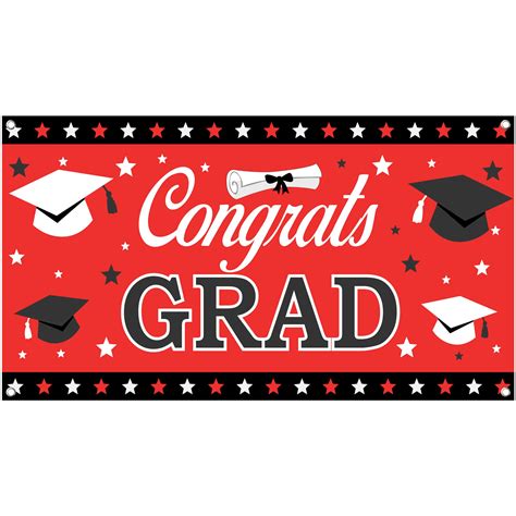 Buy XtraLarge, Congrats Grad Banner 2023 Graduation - 72x44 Inch | Red and Black Graduation ...