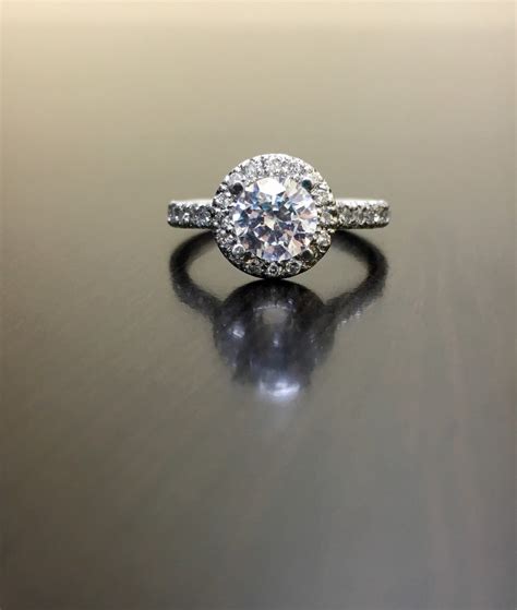 Platinum Diamond Engagement Ring Halo Platinum Diamond Ring Diamond Platinum Wedding Ring ...