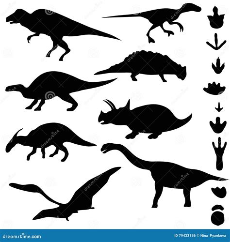 Symbols of Dinosaurs and Dinosaur Footprints Stock Vector - Illustration of footprint, living ...