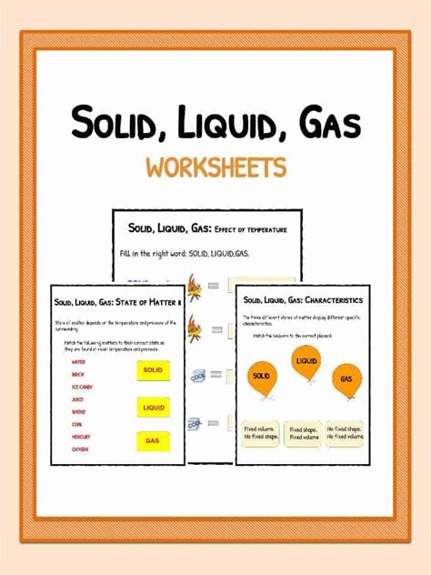 Solid Liquid And Gas Worksheets