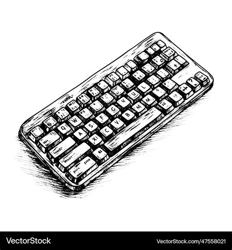 Keyboard drawing isolated hand drawn engraved Vector Image