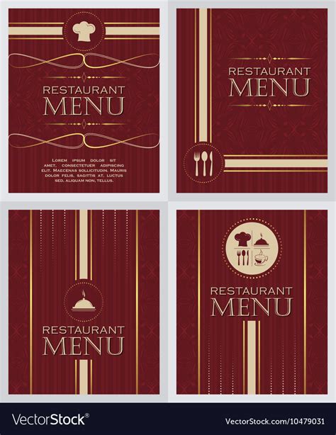 Set of restaurant menu design cover template Vector Image