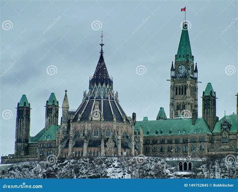 Canadian Federal Parliament Buildings in the Winter, Ottawa, Canada Stock Image - Image of hill ...