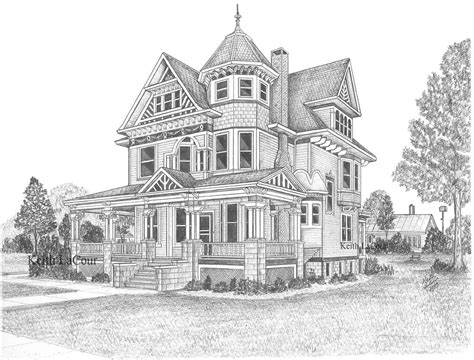 Victorian House / Aviston, IL | Pencil drawing by Keith LaCo… | Flickr