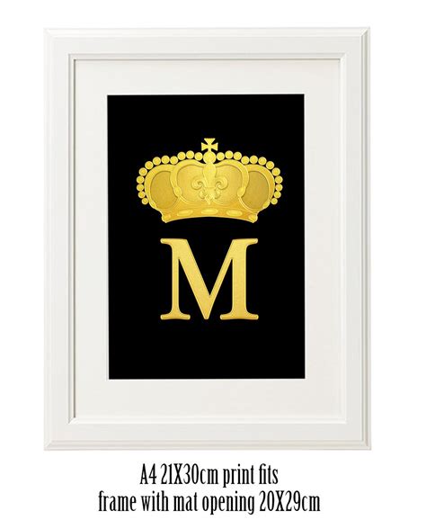 Printable Art Faux Gold Print Monogram Letter M With Gold - Etsy