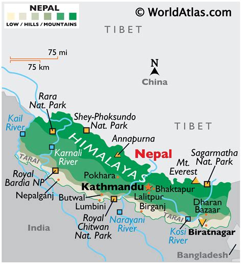 Nepal Map / Geography of Nepal / Map of Nepal - Worldatlas.com