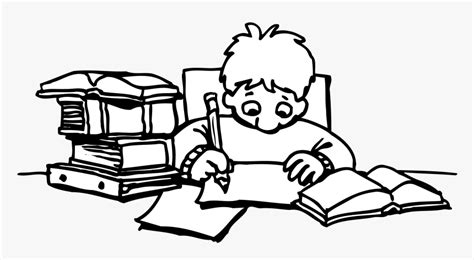 Child Doing Homework Png Black And White - Homework Clipart Black And White, Transparent Png ...