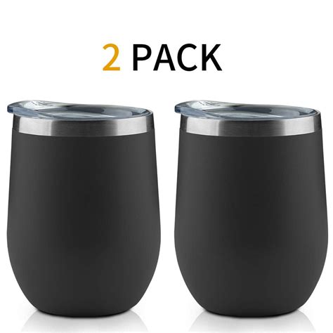 Freedo Stainless Steel Wine Tumbler with Lid, 12 OZ, Double Wall Vacuum Insulated Travel Tumbler ...