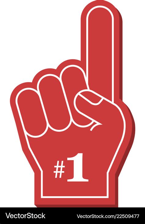 Number 1 fan red foam finger Royalty Free Vector Image