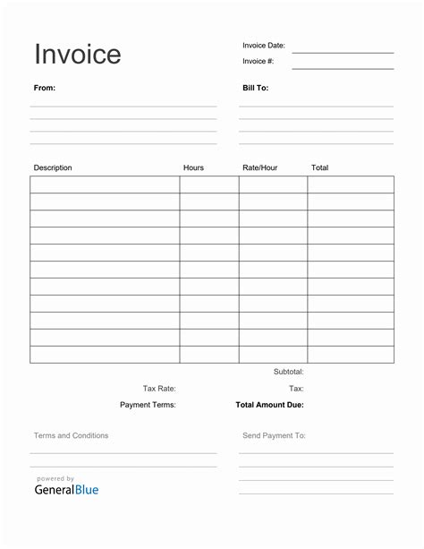 Blank Invoice Template in Word Printable