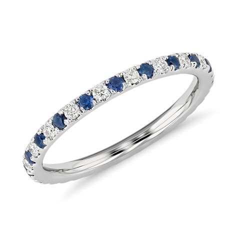 Riviera Micropavé Sapphire and Diamond Eternity Ring in Platinum (1.5mm) | Blue Nile