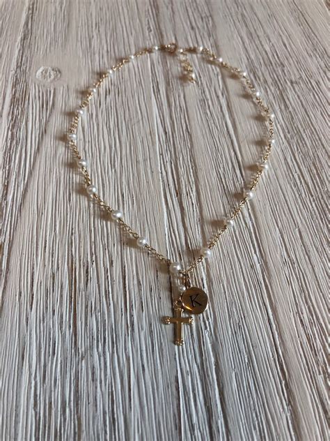 Pearl Cross Necklace for Baby and Childbaby Baptism - Etsy