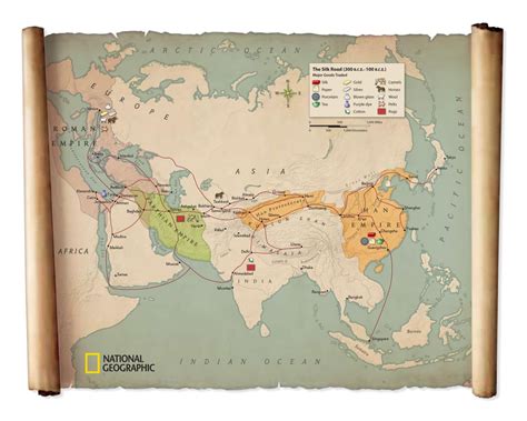 Map of the Silk road and empires in the 1st... - Maps on the Web