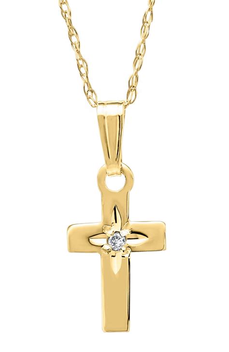 Mignonette 14k Gold & Diamond Cross Necklace (Baby Girls) | Nordstrom