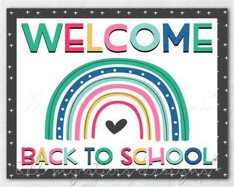 PRINTABLE Welcome Back to School Rainbow Photo Sign Instant - Etsy Singapore