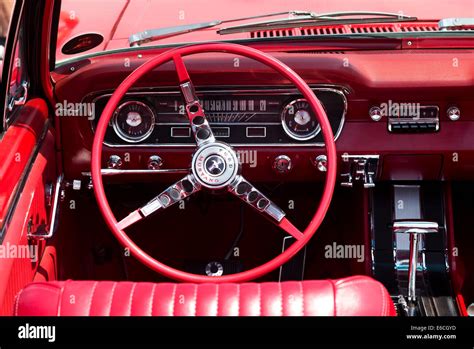 1960s Convertible Ford Mustang interior. Classic American car Stock Photo - Alamy