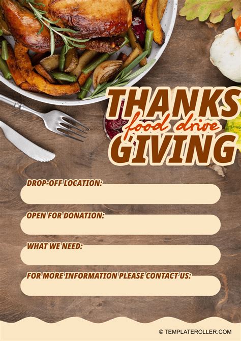 Thanksgiving Food Drive Flyer - Tasty Meals Download Printable PDF | Templateroller