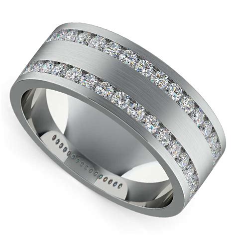 Mens White Gold Wedding Ring With Diamonds