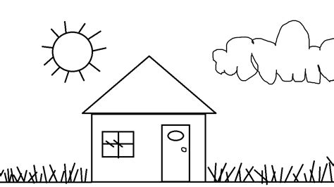 House Line Drawing Clip Art Sketch Coloring Page