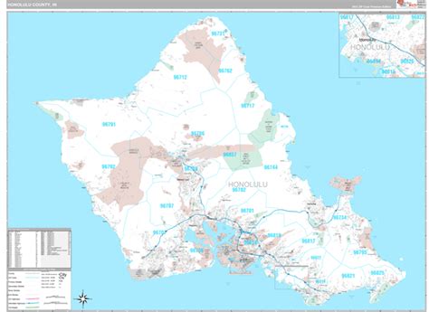 Honolulu County, HI Wall Map Premium Style by MarketMAPS - MapSales