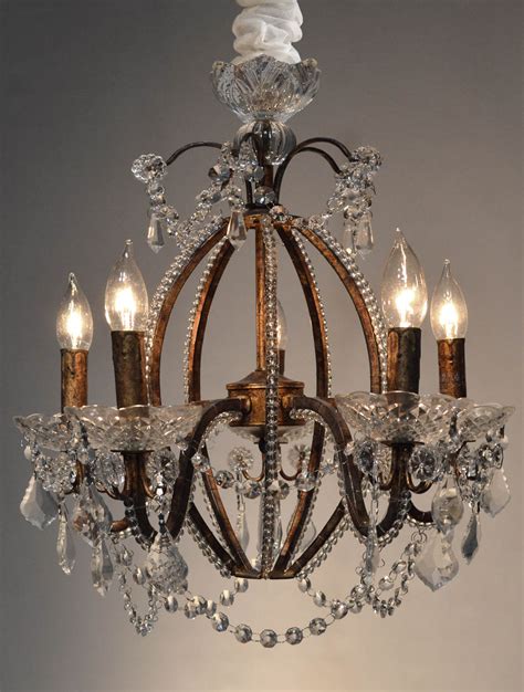 Antique Brass Beaded Crystal Chandelier - West Coast Event Productions, Inc.