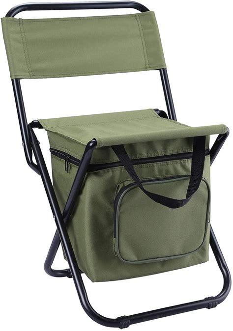 Buy Fishing Chair with Cooler Bag, Outdoor Folding Chair Compact Fishing Stool Portable Folding ...