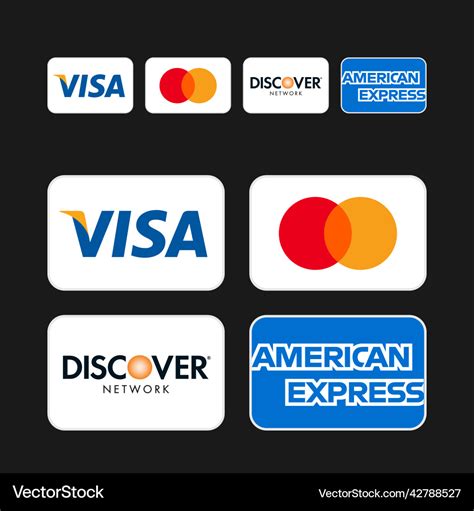 Visa mastercard american express logo icons set Vector Image