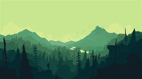 Online crop | HD wallpaper: Mountains, Firewatch, Green, Forest, 4K, Minimal, sky, beauty in ...