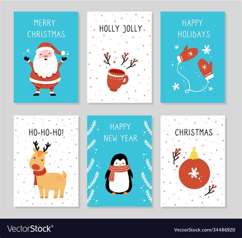 Christmas card design template with cute character