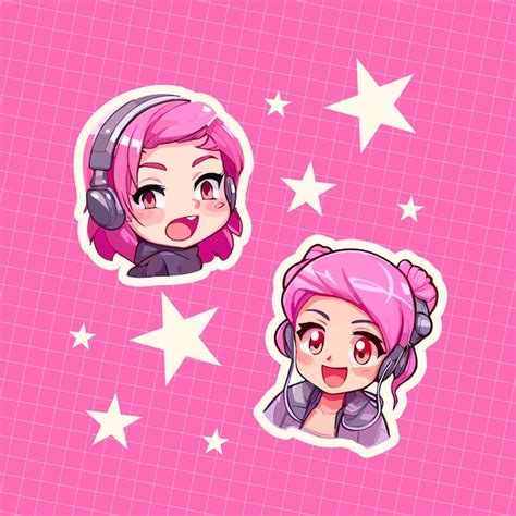 Premium Vector | Cute anime girl stickers