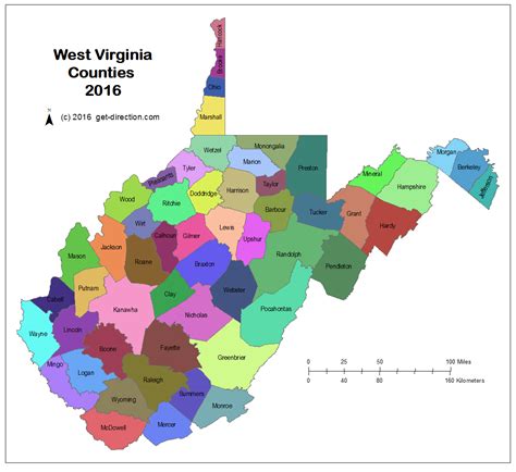 Map of West Virginia Counties