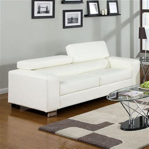 Furniture of America Makri Modern White Faux Leather Sofa at Lowes.com