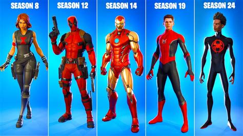 Evolution of Marvel Series Skins in Fortnite! (Chapter 1 Season 8 - Chapter 4 Season 2)