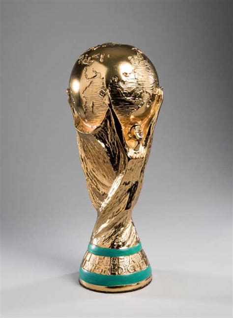 A full-size replica of the FIFA World Cup trophy,