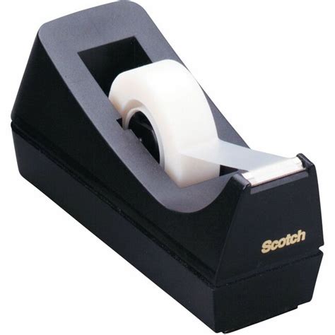 Scotch C38 Desk Tape Dispenser - Holds Total 1 Tape S - 1 Core - Plastic - Black - 1 Each - Mmmc38bk